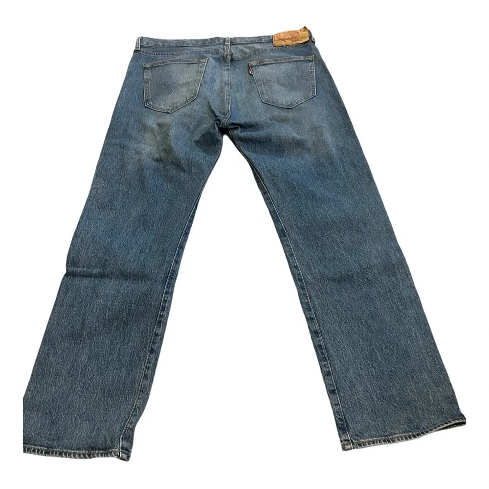 LEVI 501 Straight Leg Medium Wash Blue Denim Button Fly Jeans| 26x30